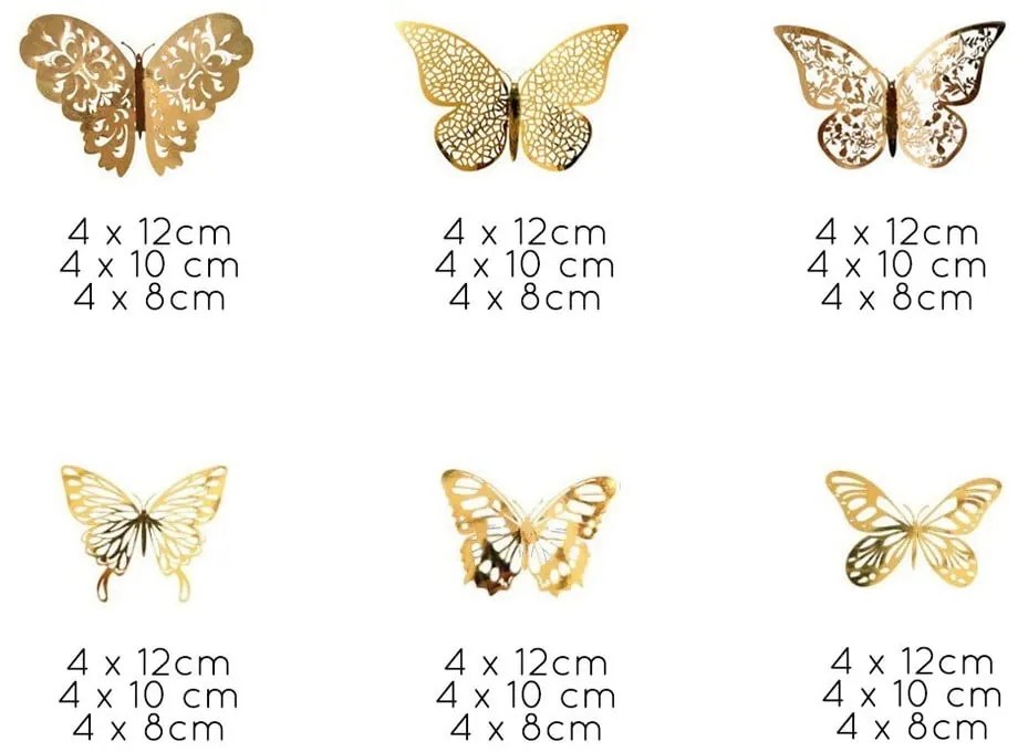 Zestaw 36 naklejek w kształcie motyli w złotej barwie Ambience Butterflies Gold