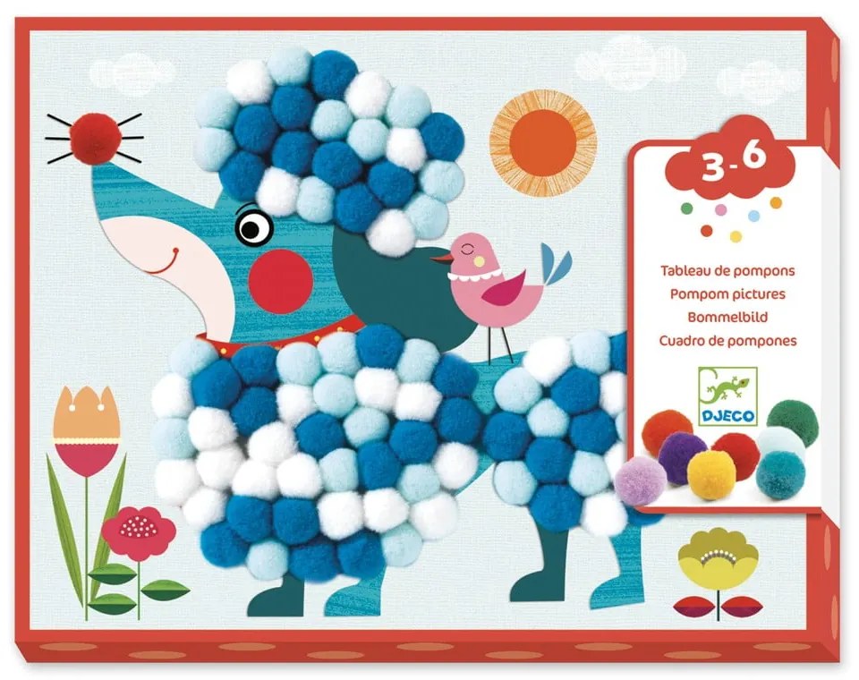 Zestaw do tworzenia kolaży z pomponami Djeco Dogs