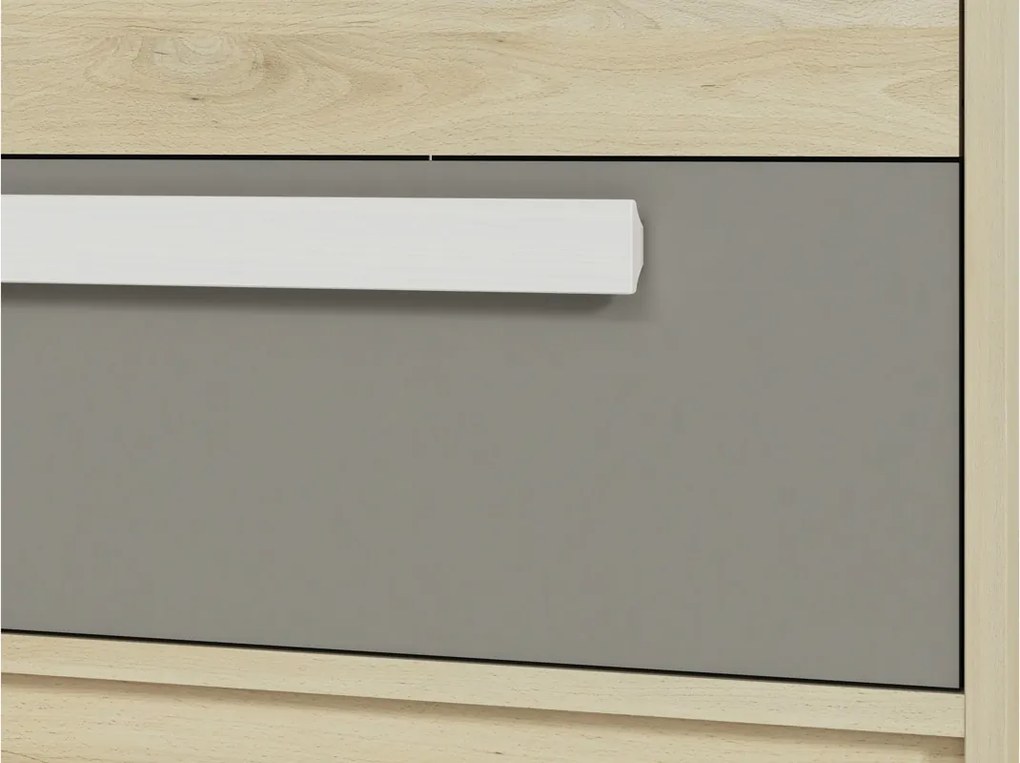 Komoda Jowiza 07 z szufladami 92 cm - buk fjord / biały / szara platyna