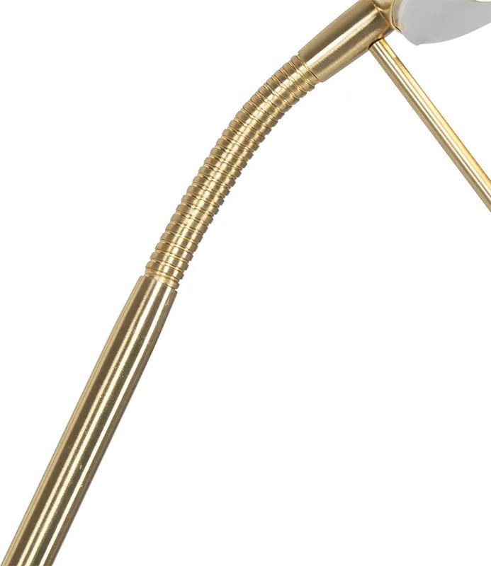 Nowoczesna lampa stojąca mosiężna z lampką do czytania, w tym LED Dim to Warm - Diva