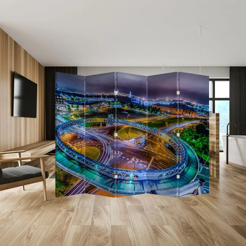 Parawan - Panorama miasta nocą (210x170 cm)