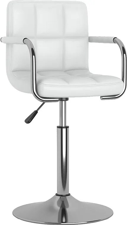 Krzesło jadalniane Białe Obrotowe z Podłokietnikami i Regulowaną Wysokością