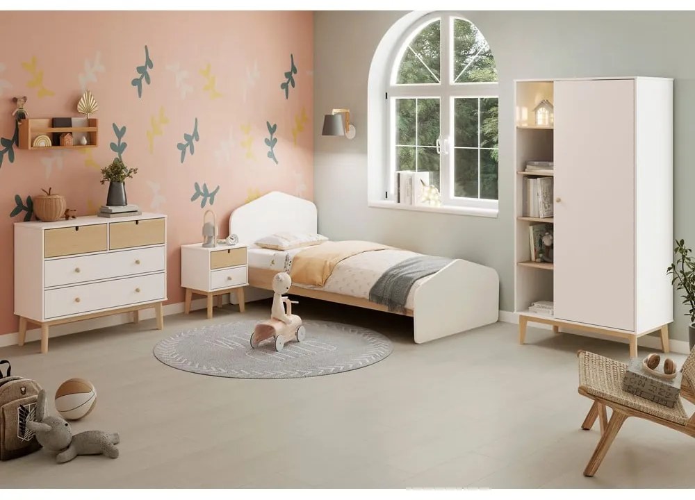 Białe łóżko dziecięce w dekorze sosny 90x190 cm Estefania – Marckeric