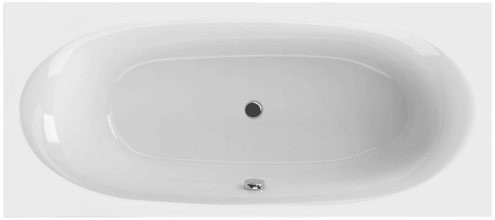 Wanna prostokątna biała 180 x 80 cm do zabudowy odpływ po środku EMBER MASSI