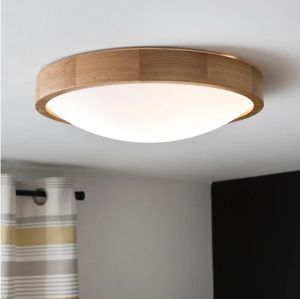 Brilagi-LED RGBW ściemnialna lampa sufitowa CARVALHO SLIM 2xE27/9W/230V Wi-Fi, dąb, średnica 37 cm
