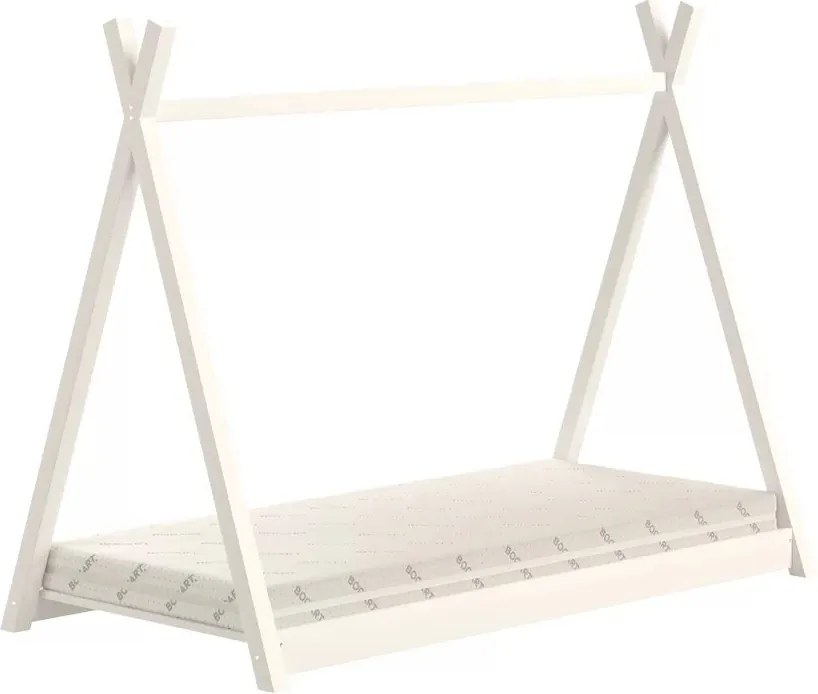 Łóżko dziecięce Tipi 70x140 drewniany domek - biały