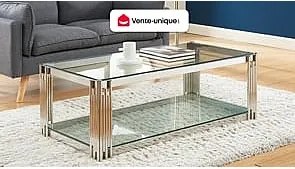 Stolik kawowy z hartowanego szkła i stali nierdzewnej - Chromowany - NOMELANO marki Pascal Morabito
