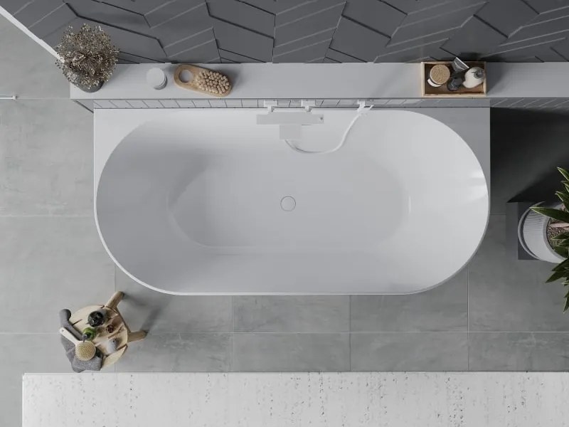 Mexen Oval Slim wanna wolnostojąca przyścienna 170 x 80 cm, biała, przelew biały - 52661708000-20