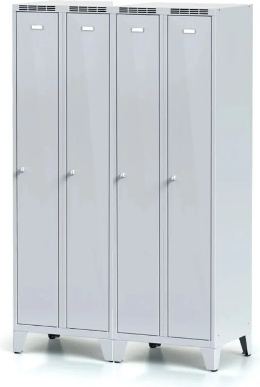 Metalowa szafka ubraniowa S7 na nogach, 2-drzwiowa, 1904 x 600 x 500 mm, demontaż, zamek obrotowy, drzwi szare