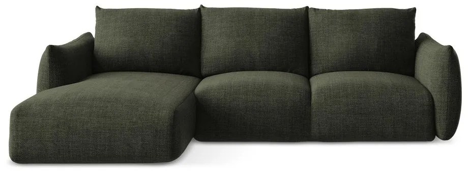 Zielony rozkładany narożnik (lewostronny/z szezlongiem) Leila – Makamii