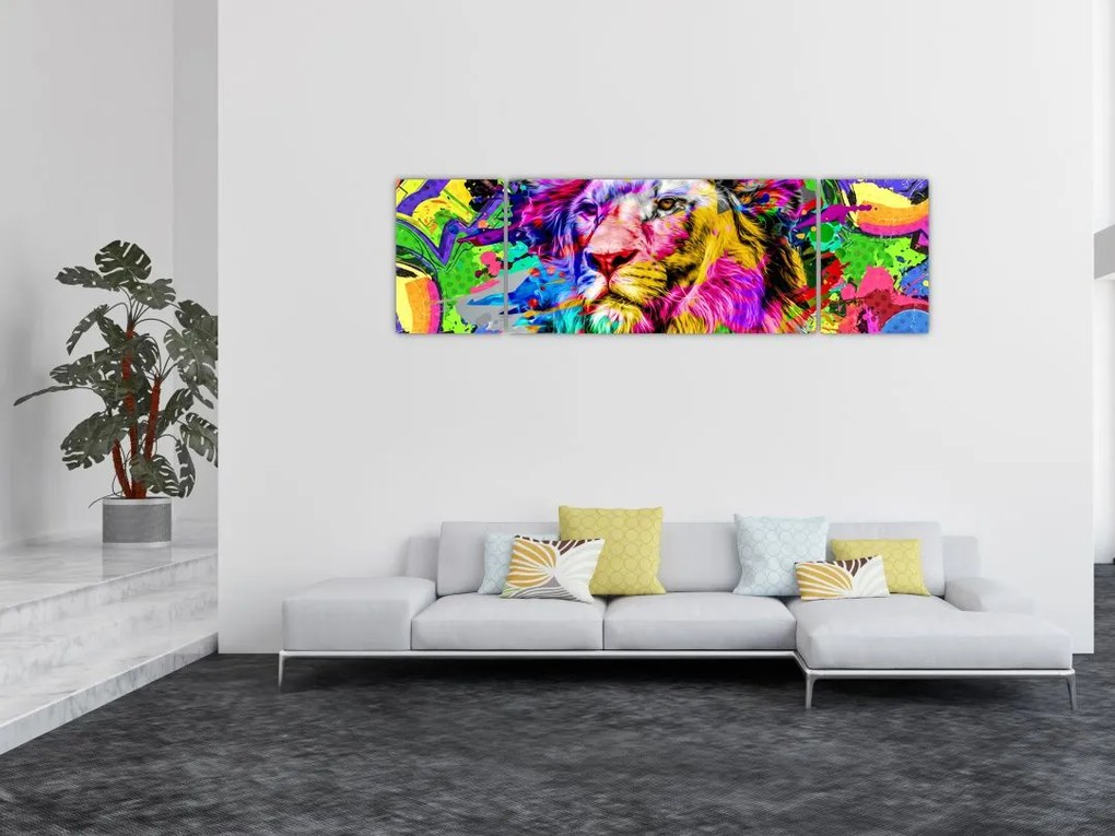 Obraz - obraz 3D lwa (170x50 cm)