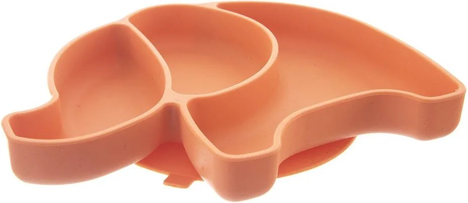 Pomarańczowy silikonowy talerz dla dzieci 18x23 cm Elephant – Orion