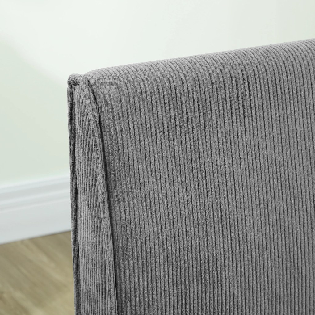 HOMCOM Dwuosobowa Sofa z Obiciem Kordowym, Gruba Tapicerka i Solidne Drewniane Nogi do Salonu, Sypialni, Biura, Szary