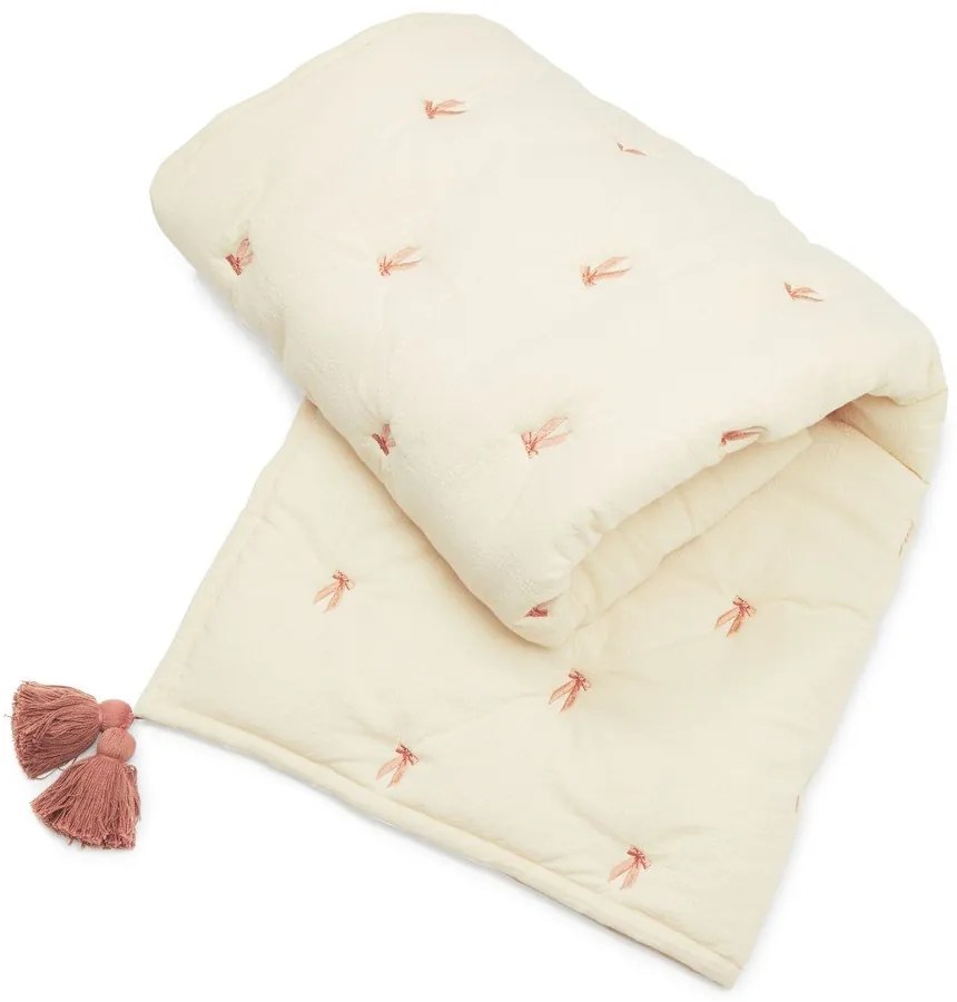Jasnożółto-różowy pikowany koc dziecięcy z bawełny organicznej 90x120 cm Bows – Cam Cam Copenhagen