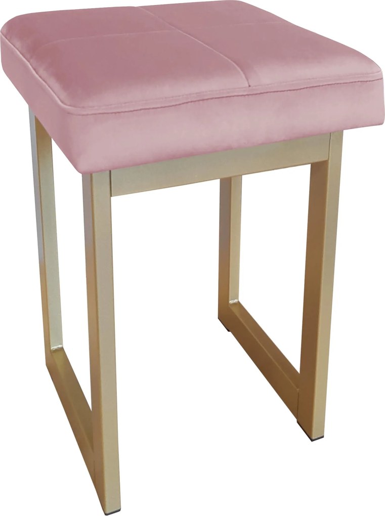 Taboret SOLID tkanina Welur stelaż metalowy STOŁEK LOFT : Kolor Stelaża - Złoty, Kolor tkaniny - VELVET - MG58, Typ tkaniny - Velvet, Wysokość - 60 cm