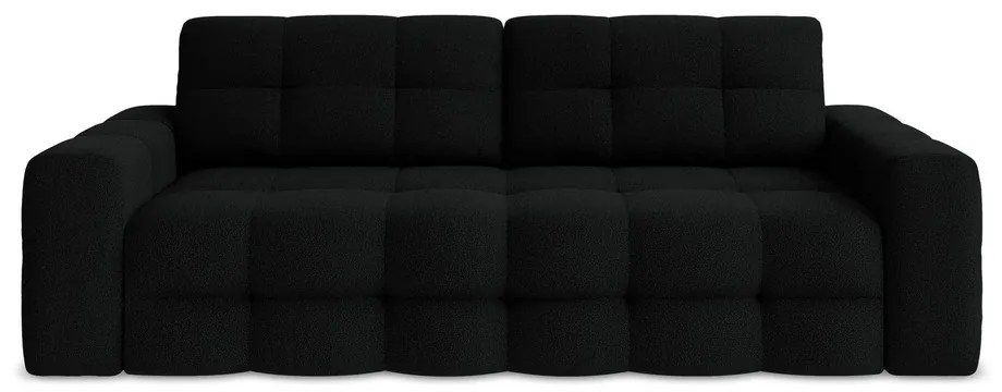 Czarna rozkładana sofa z materiału bouclé 255 cm Milu – Makamii