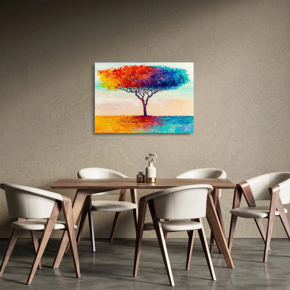 Obraz na szkle malowanego drzewa (70x50 cm)