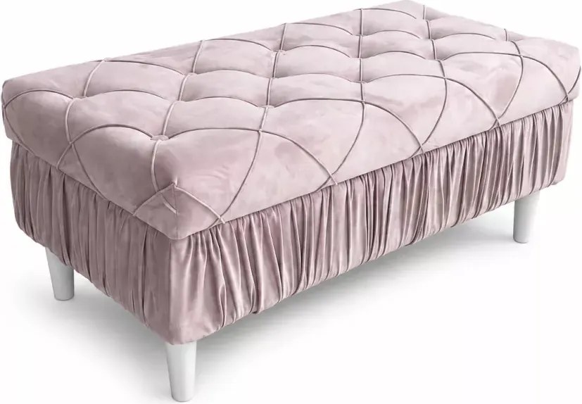Elegancki tapicerowany podnóżek Cherry 90 cm z funkcją schowka i opcją personalizacji