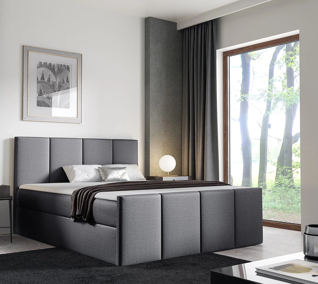 Ciemnoszare tapicerowane łóżko 5 rozmiarów C7-K43