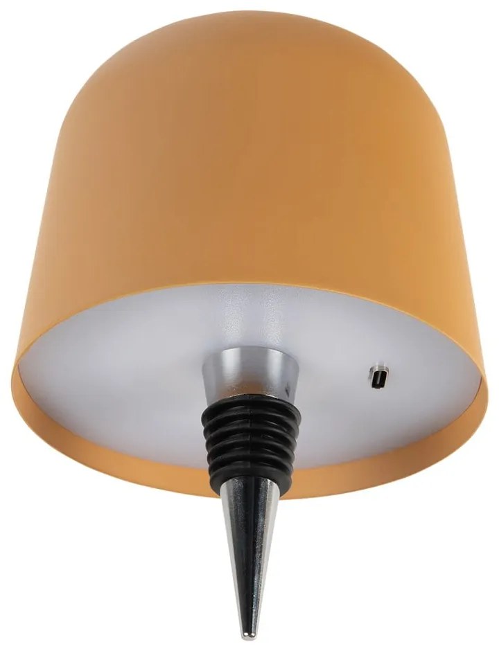 Lampa stołowa LED na butelkę w kolorze ochry z metalowym kloszem (wysokość 13 cm) Cone Hat LED – Leitmotiv