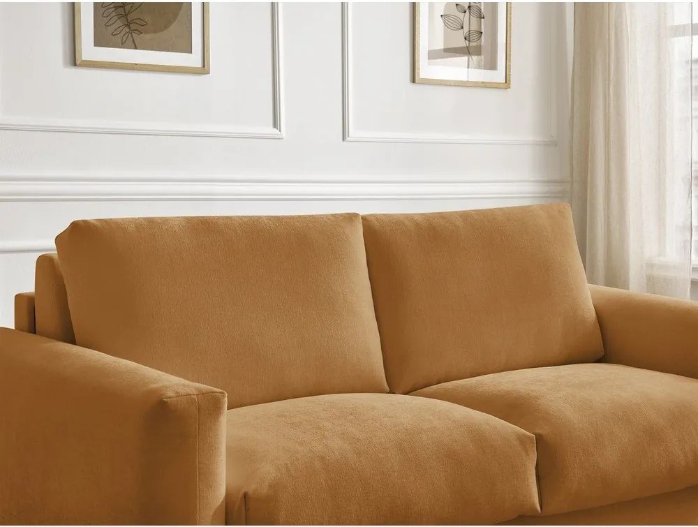 Musztardowa rozkładana sofa do spania 220 cm Cocoone – Bobochic Paris