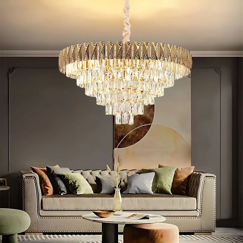 Lampa Wisząca z Kryształami G061-CP 80CM ZŁOTA