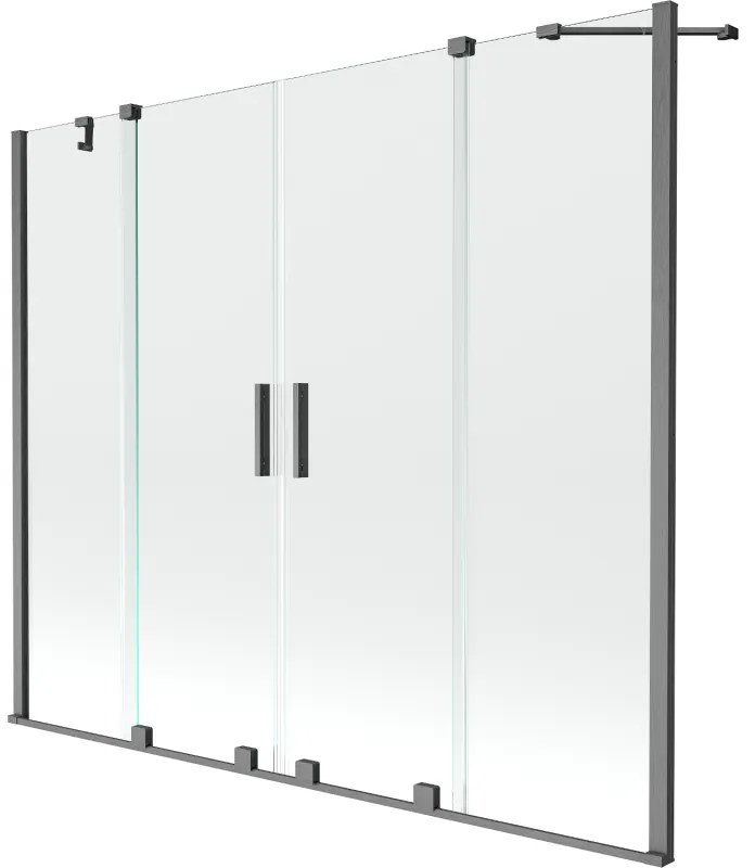 Mexen Velar Duo parawan nawannowy 2-skrzydłowy rozsuwany 200 x 150 cm, transparent, gun gray szczotkowany - 896-200-000-02-66