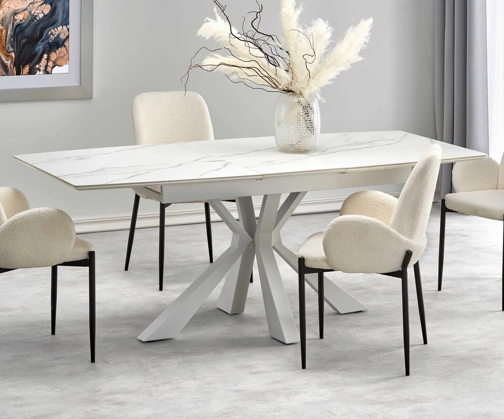 Biały stół Vivaldi z rozkładanym blatem ze spieku