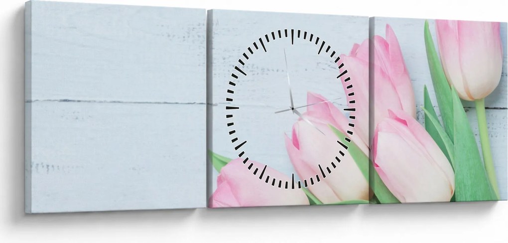 Zdjęcie - Bukiet tulipanów (z zegarem) (90x30 cm)