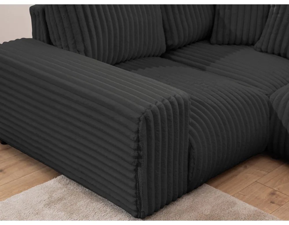 Ciemnoszary sztruksowy narożnik (lewostronny/w kształcie litery U) Justin – Ropez