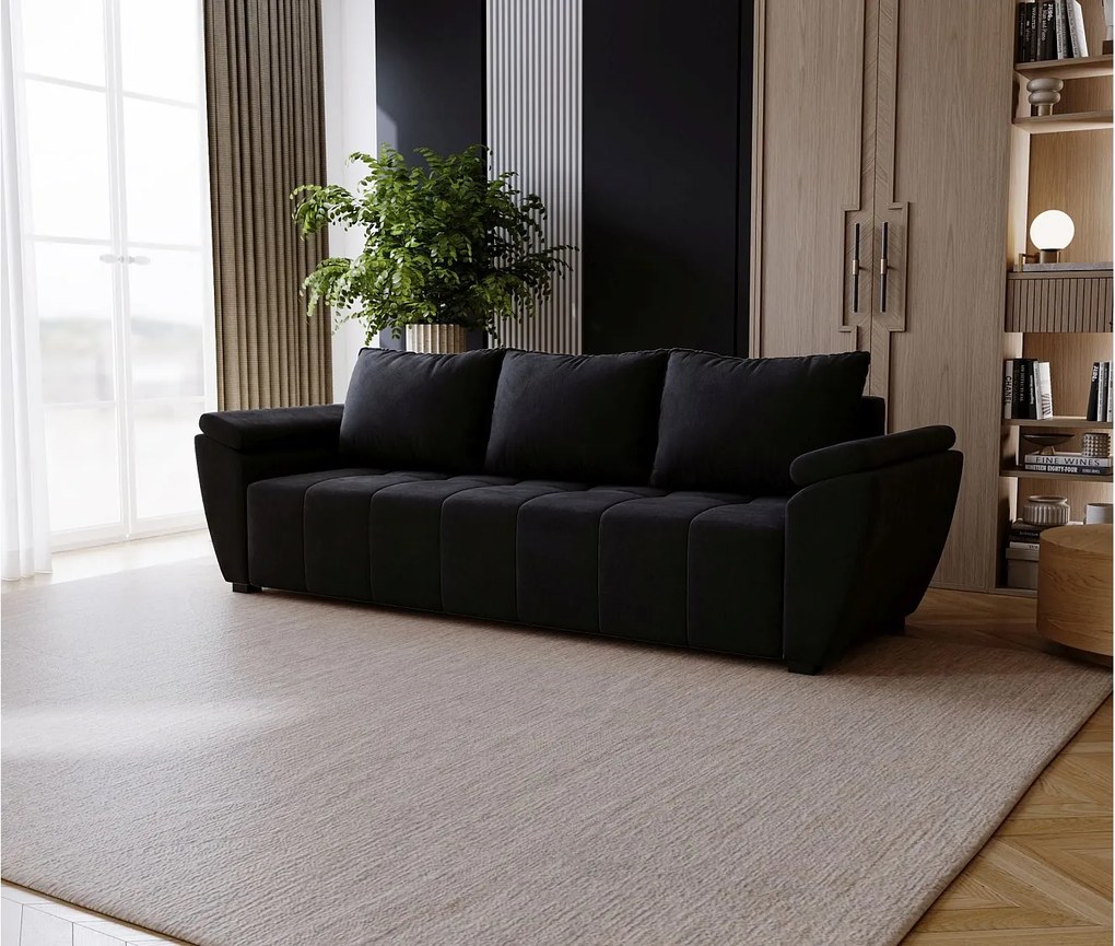 BEDANTE SOFA ZEUS z funkcją spania MONOLITH 97 szary z pojemnikiem na pościel, sofa do salonu, kanapa, sofa rozkładana, sofa z pojemnikiem, wersalka