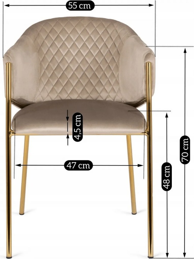 Krzesło Tapicerowane do Salonu INNES Beżowe Welurowe Nowoczesne Glamour