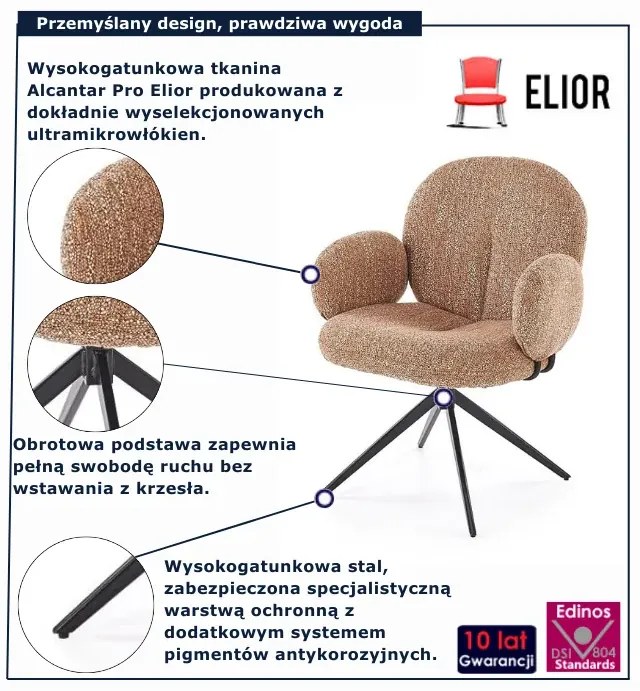 Cynamonowe nowoczesne krzesło tapicerowane L4-H59