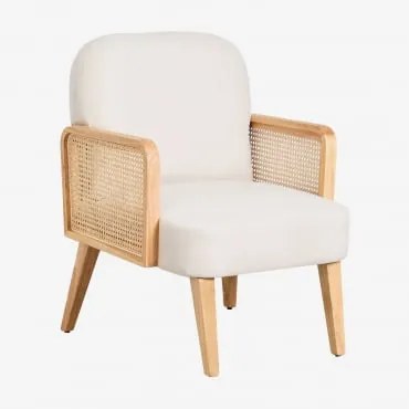 Fotel Z Drewna Kauczukowego I Rattanu Icon Beige - Sklum