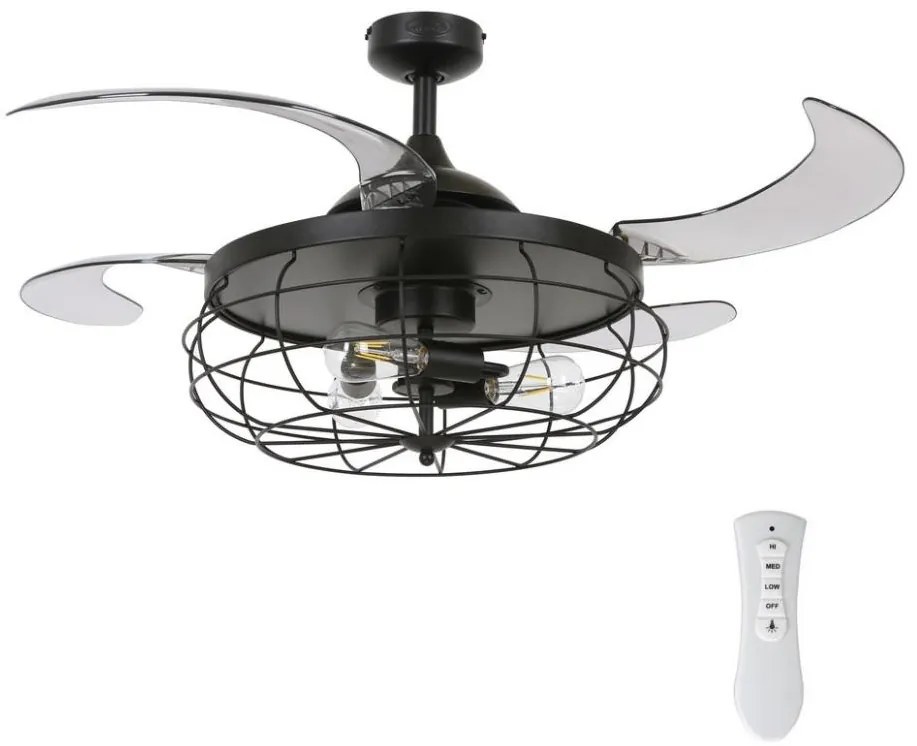 FANAWAY 212920 - Wentylator sufitowy INDUSTRI LED 3xE27/4W/230V czarny + DO