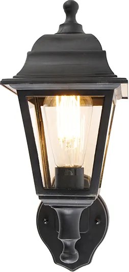 Klasyczna lampa ścienna zewnętrzna czarna z czujnikiem ruchu - Capital