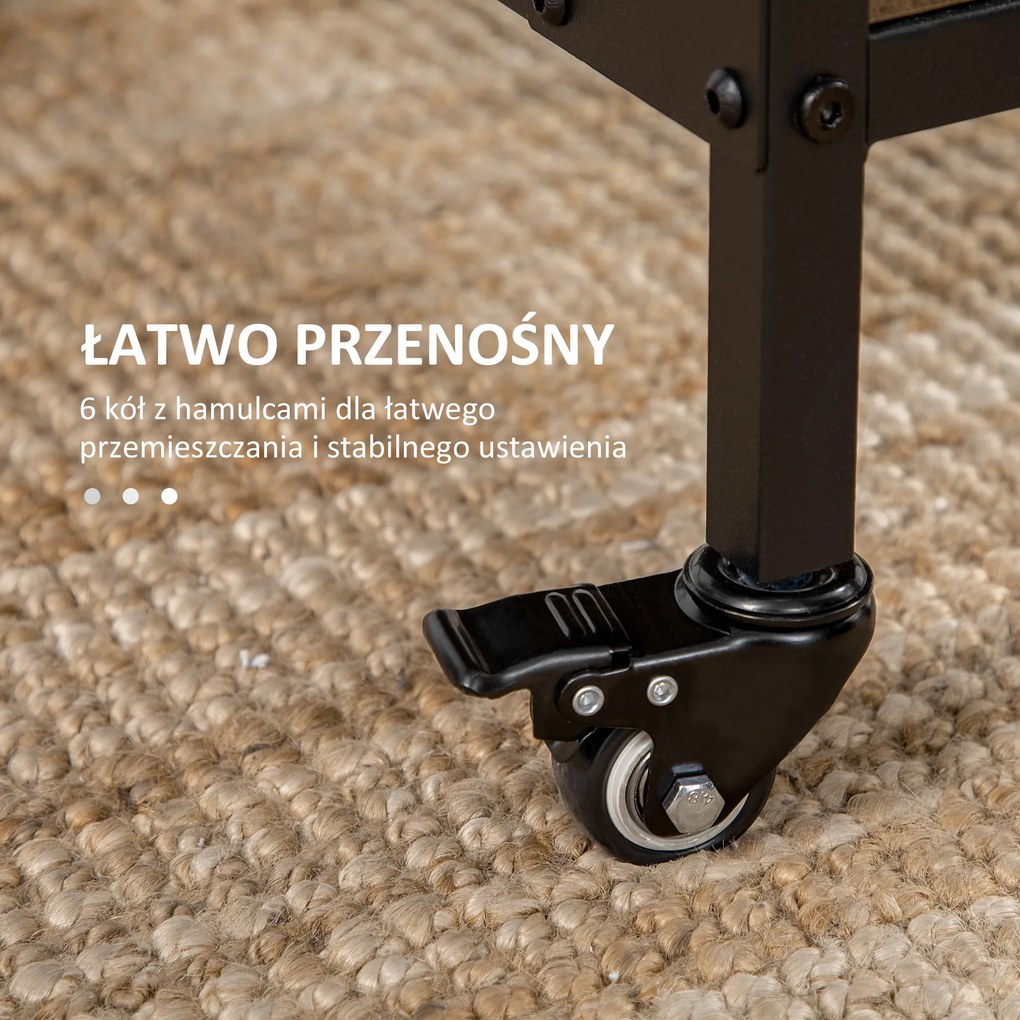 HOMCOM Mobilny Składany Stół, 2 Rozkładane Powierzchnie, 130 cm x 80 cm x 74 cm, Brązowy