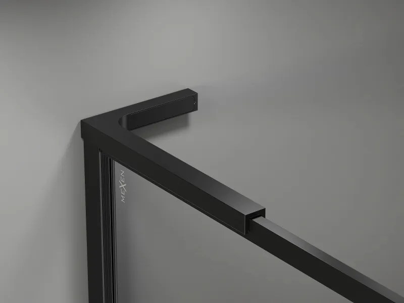 Mexen Kioto-XF L ścianka prysznicowa Walk-in z ramką 100 x 202 cm, transparent 10 mm, czarna - 800-100-174-70-00-XF