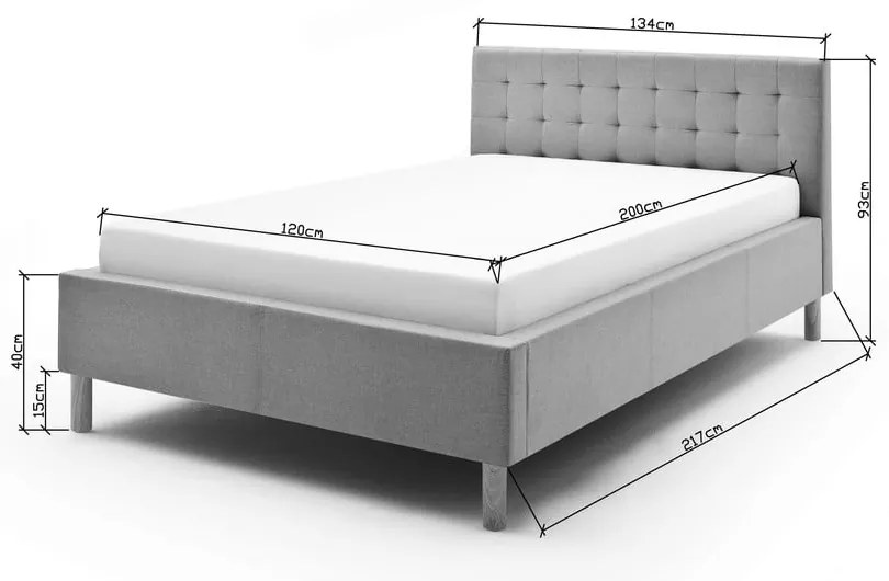 Jasnoszare tapicerowane łóżko 120x200 cm Malin – Meise Möbel