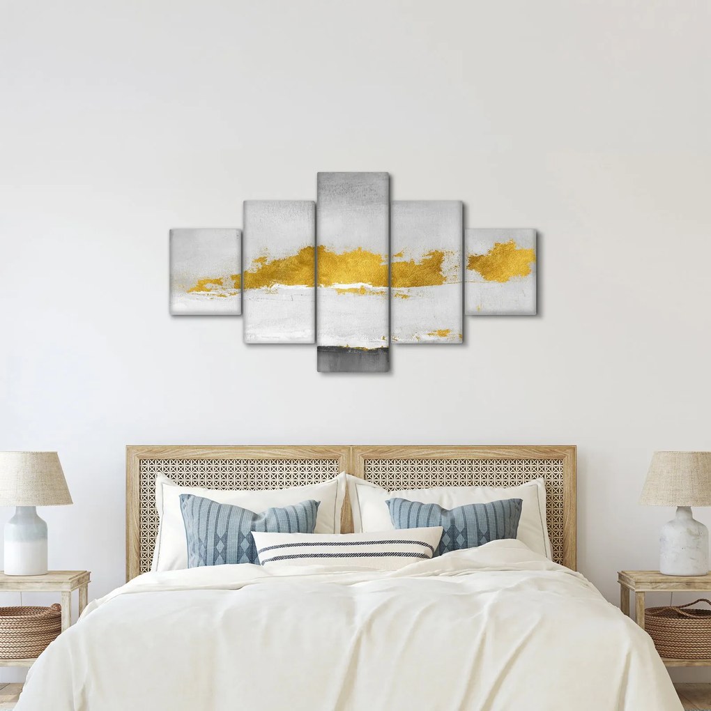 Obraz - Złote i szare pociągnięcia (125x70 cm)
