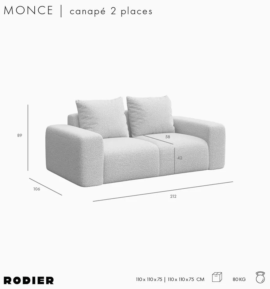 Zielona sofa z materiału bouclé 212 cm Monce – Rodier