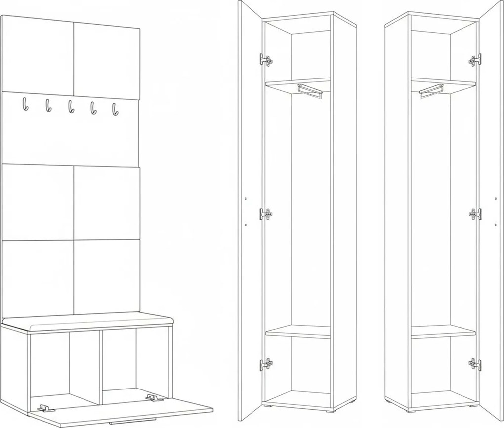 Masseno Garderoba MODULO 160,6/204/40 cm do Przedpokoju Nowoczesna Biała
