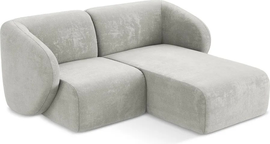 Jasnoszary narożnik z tkaniny szenilowej (prawostronny/z szezlongiem) Lani – Makamii