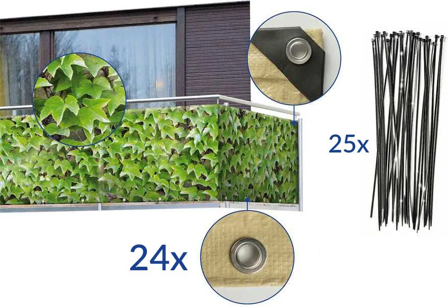 Osłona balkonowa z motywem dzikiego wina - 500 x 85 cm