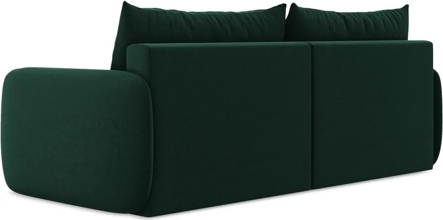 Ciemnozielona aksamitna rozkładana sofa ze schowkiem 238 cm Kalena – Makamii