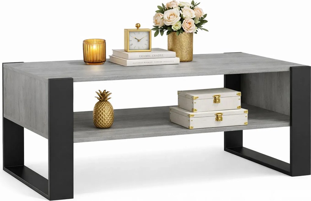 Nowoczesna ława kawowa do salonu beton + czarny E8-C33