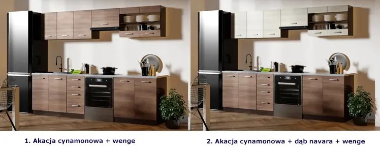 Zestaw mebli kuchennych akacja cynamonowa + dąb navara F5-H72