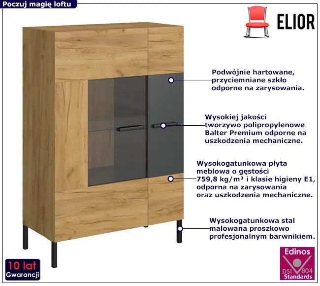 Industrialna witryna w kolorze dąb craft + antracyt Z4-M08