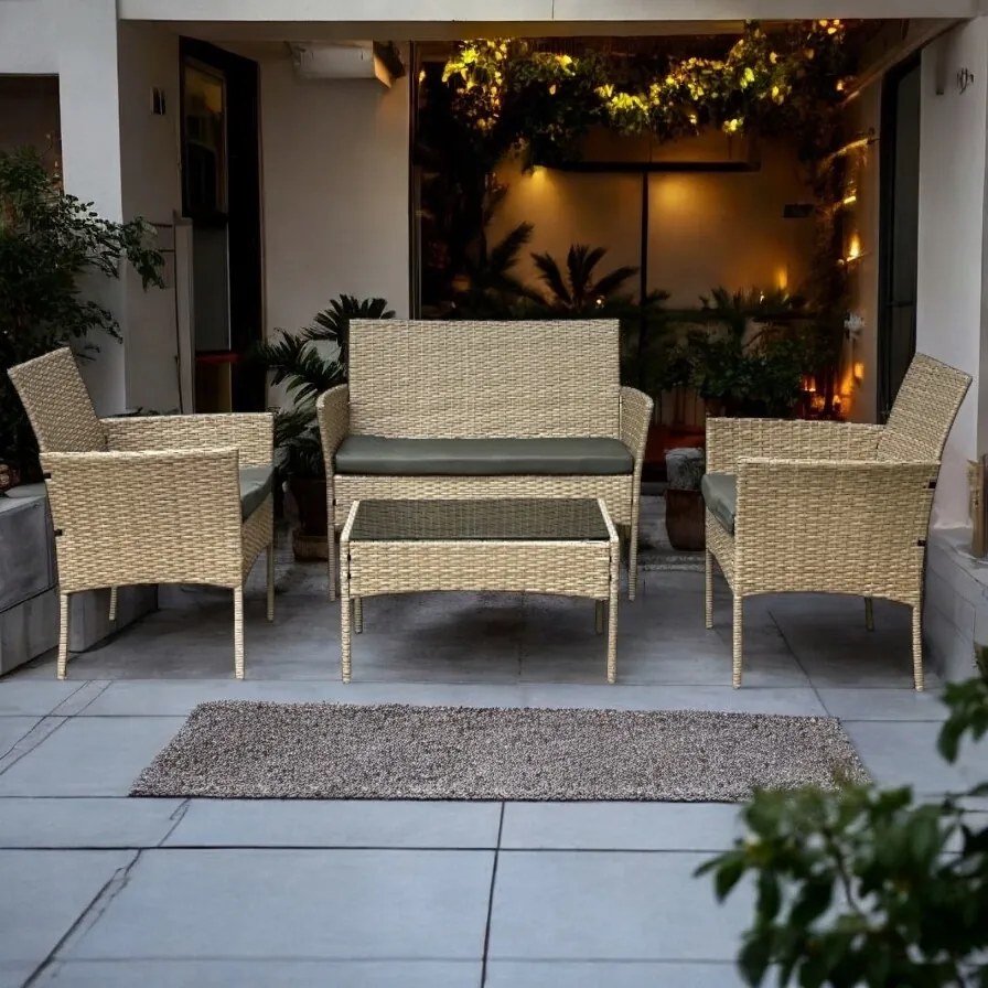 Zestaw mebli ogrodowych - sofa fotele i stolik Natal 010 naturalny