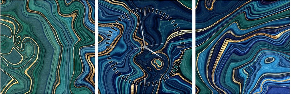 Obraz - Marmur agatowy (z zegarem) (90x30 cm)